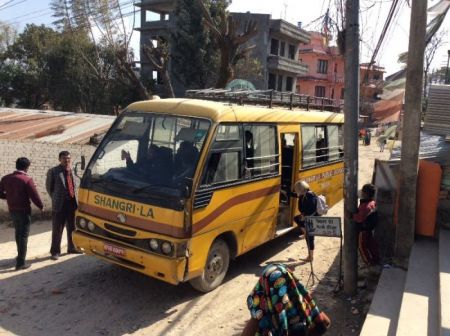 Mrs Maguire and Mr Conroy got to board the school bus and travel to a religious site in Kathmandu.